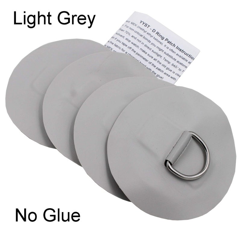 YYST 4 X Stainless Steel D-Ring Pad/Patch for PVC Inflatable Boat Raft Dinghy Kayak - No Glue Included- Instruction Included- Light Grey - Image 3